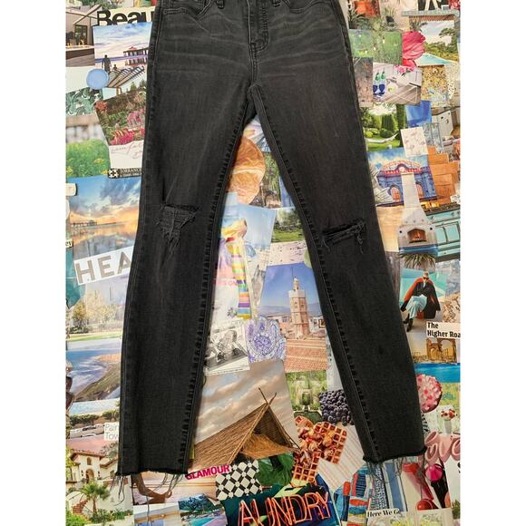 Black Sea Madewell 9 Mid Rise Raw Hem Skinny Jeans 26 - Picture 3 of 7